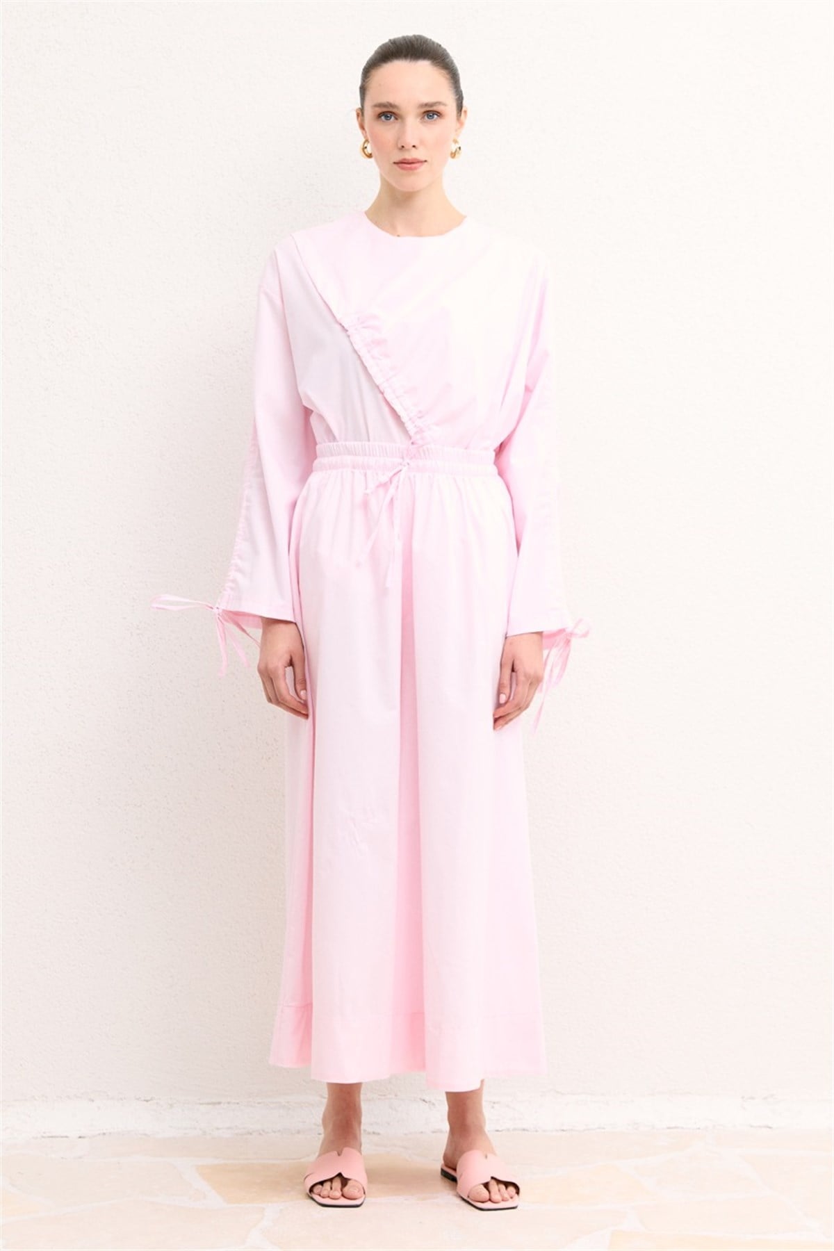 Geniş Paça Poplin Basic Pantolon - Pembe