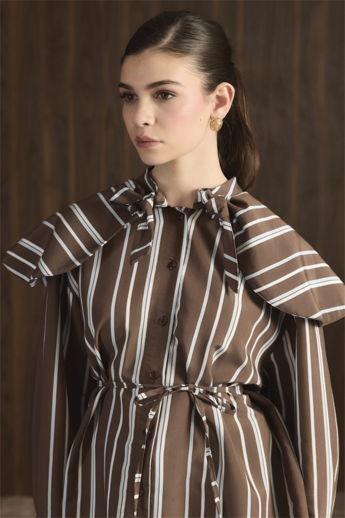 Geniş Yakalı Çizgili Gömlek - bebe mavisi