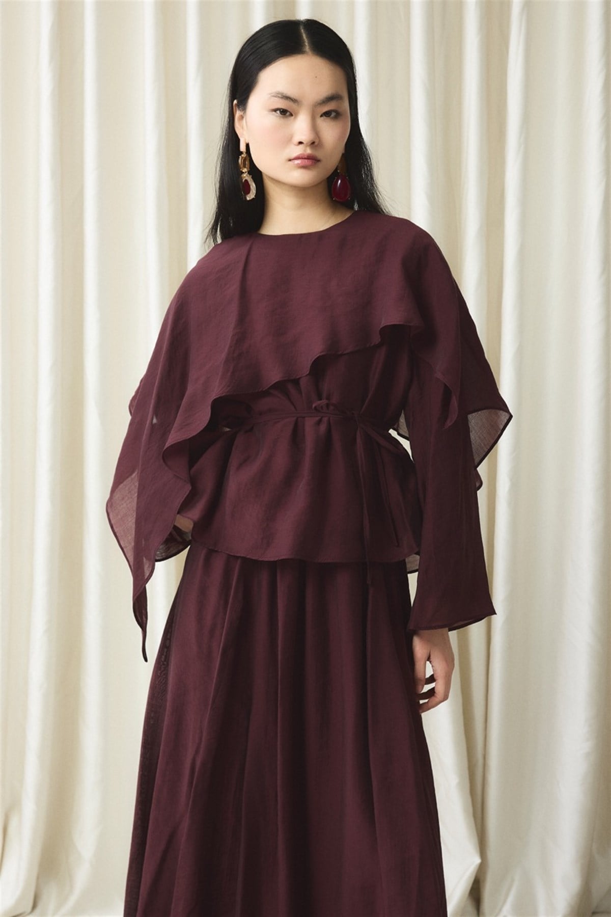 İbiza Allerli Etek Takım - Bordo