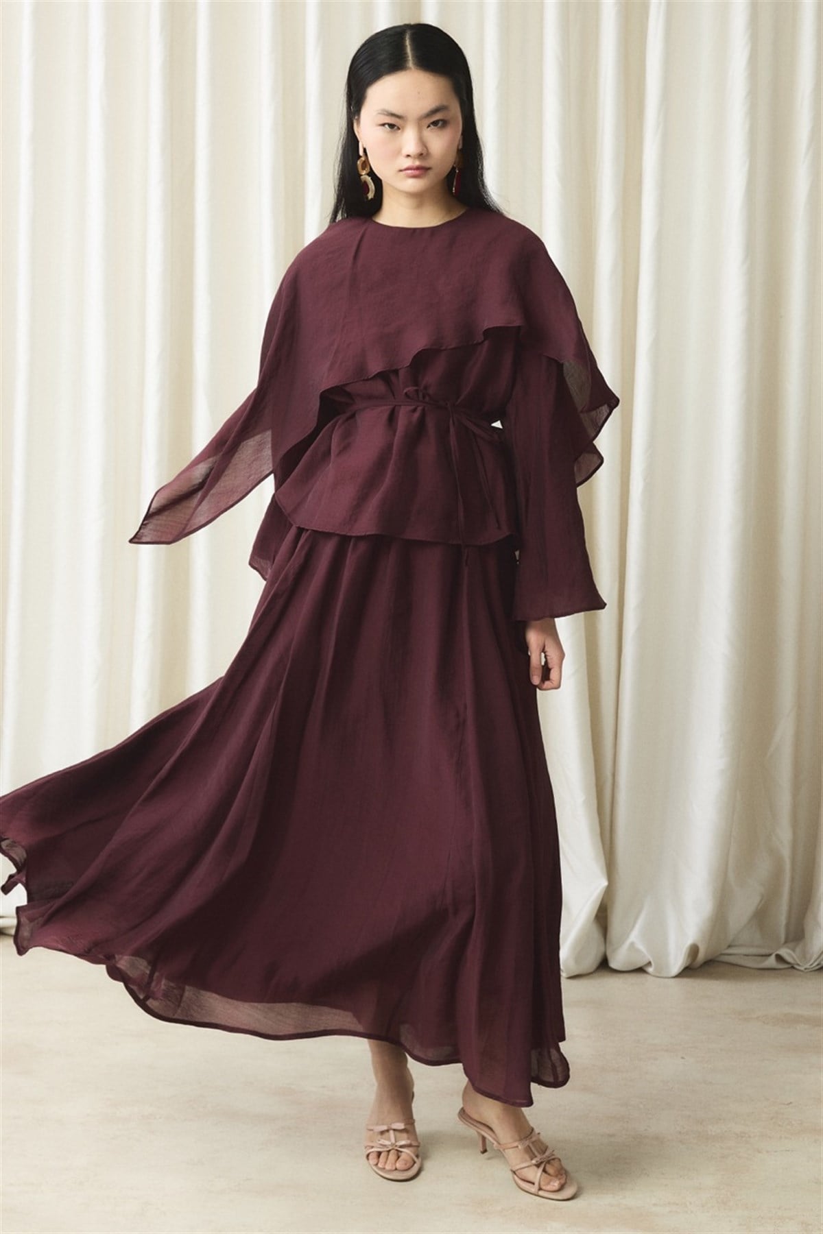 İbiza Allerli Etek Takım - Bordo