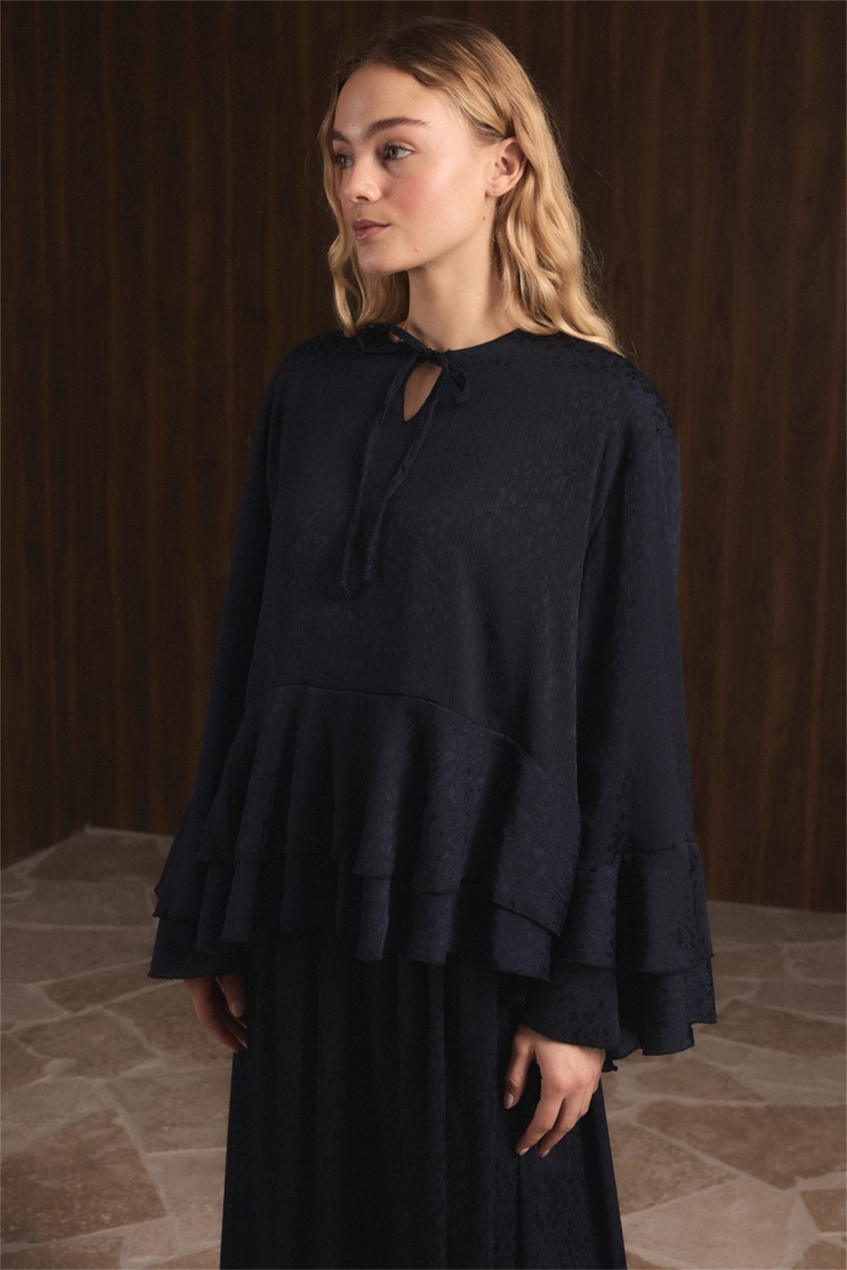 Kat Kat Yoryo Şifon Pantolonlu Takım - Lacivert