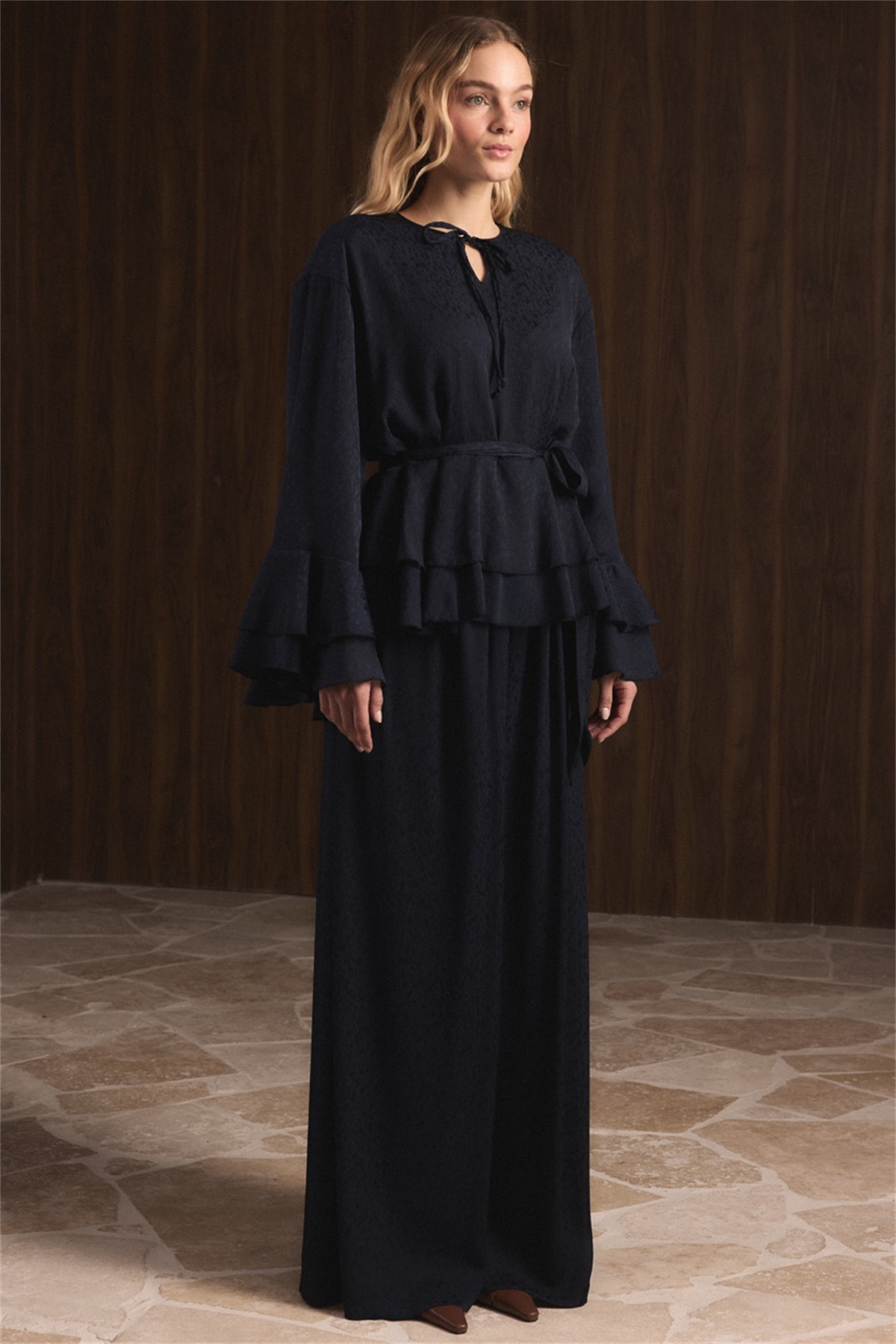 Kat Kat Yoryo Şifon Pantolonlu Takım - Lacivert