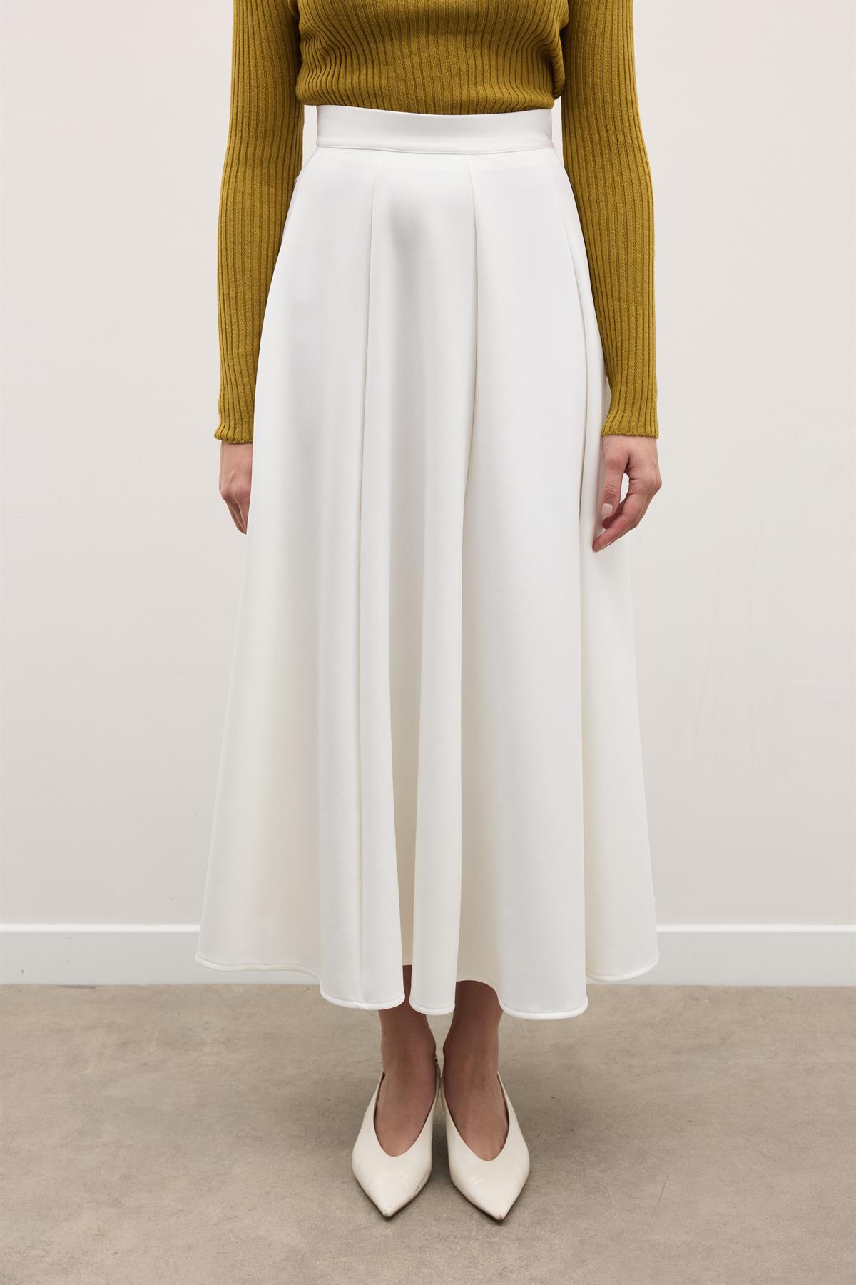 Kloş Scuba Etek - Beyaz