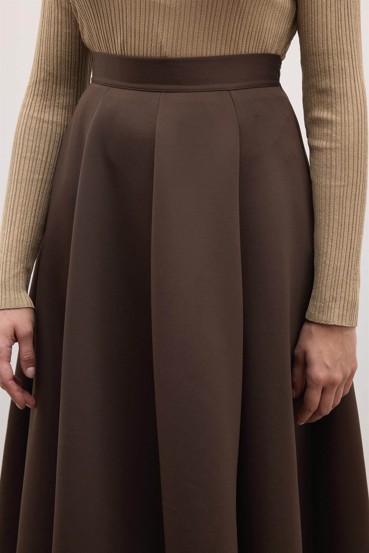 Kloş Scuba Etek - Kahve