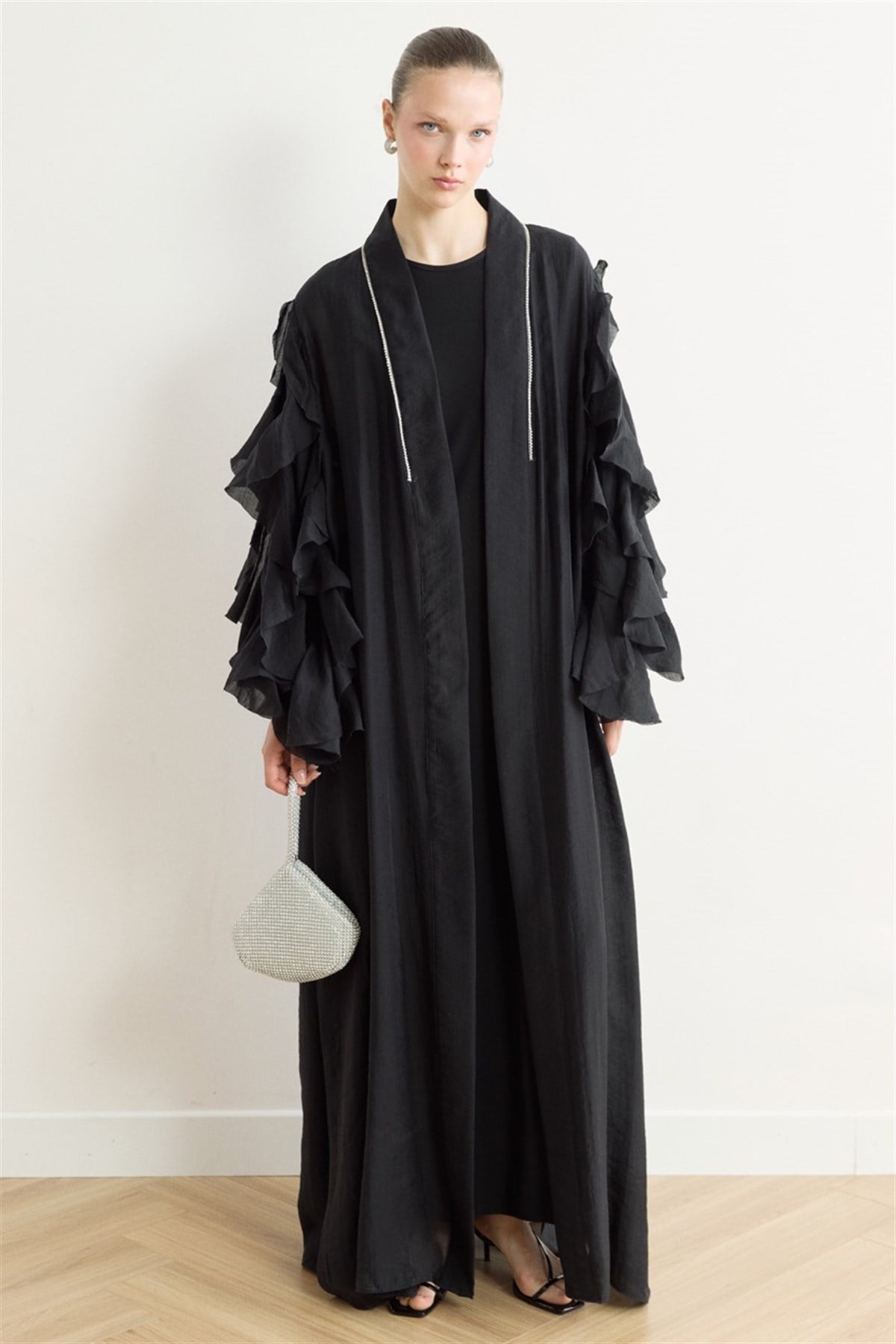 Kol Fırfırlı Abaya - Siyah