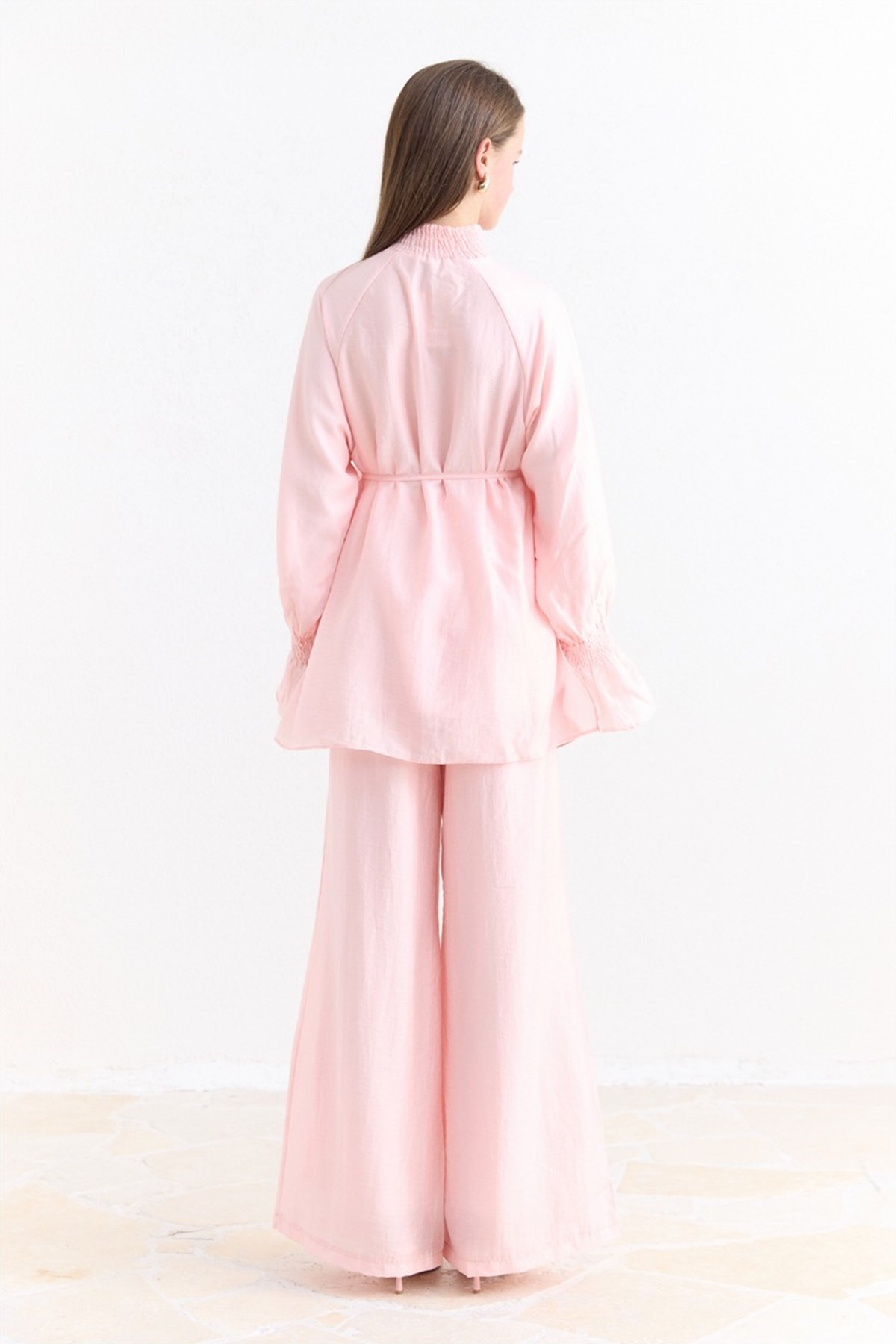 Kol Volan Detaylı Pantolon Takım - Pembe