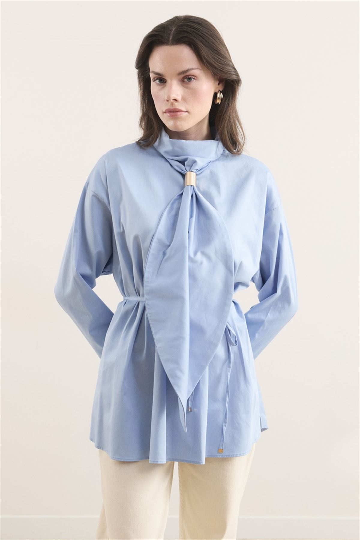 Kravat Detay Dacron Gömlek - bebe mavisi