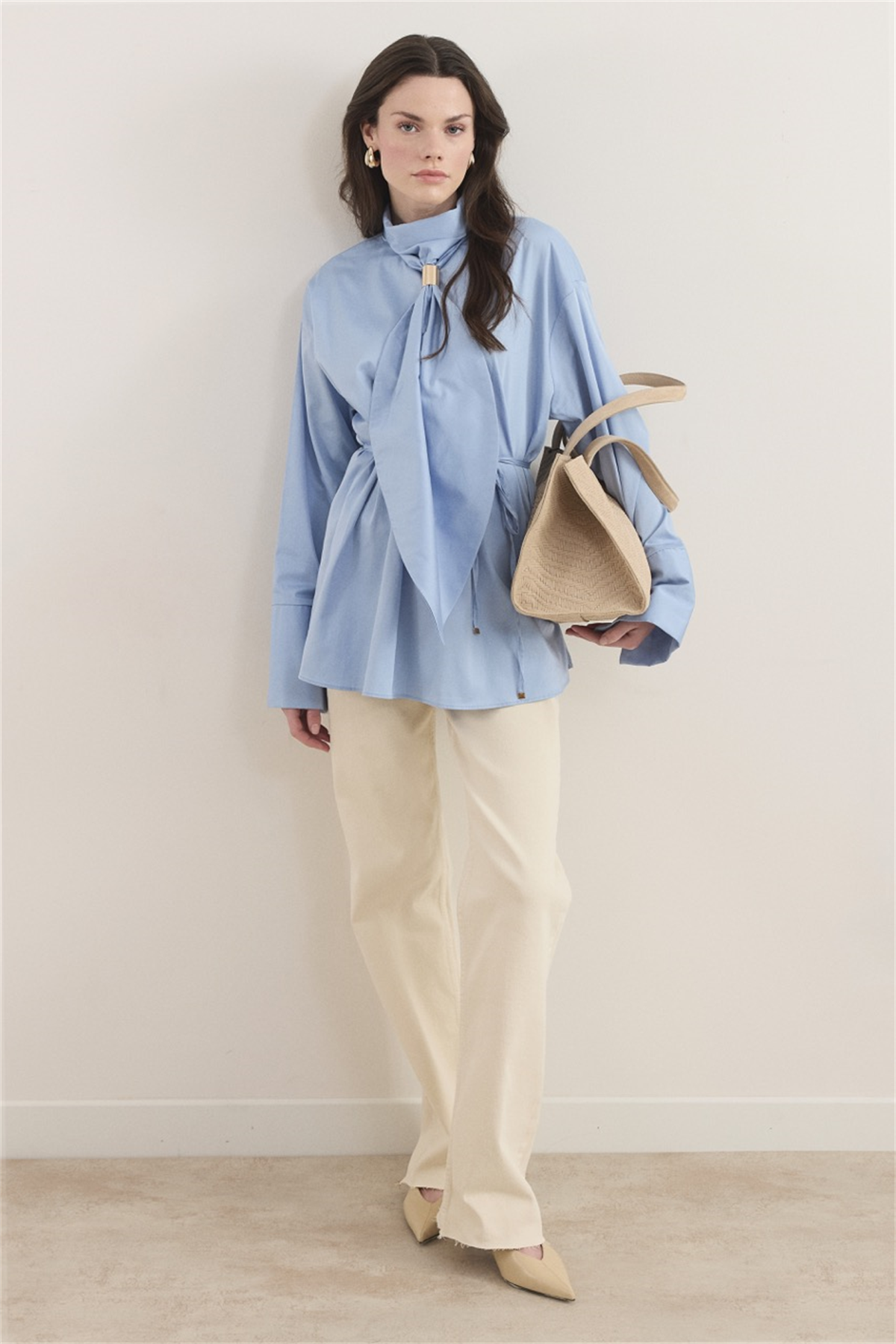 Kravat Detay Dacron Gömlek - bebe mavisi