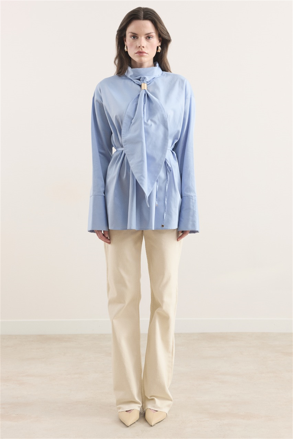 Kravat Detay Dacron Gömlek - bebe mavisi