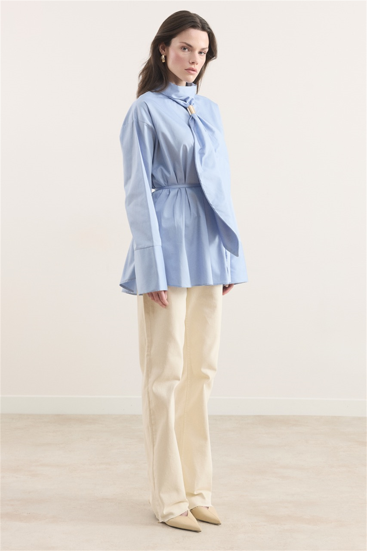 Kravat Detay Dacron Gömlek - bebe mavisi