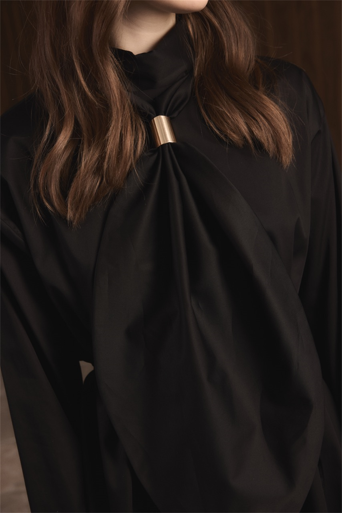 Kravat Detay Dacron Gömlek - Siyah