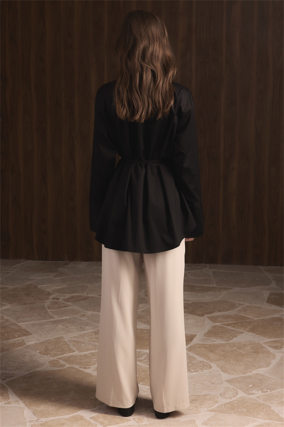 Kravat Detay Dacron Gömlek - Siyah