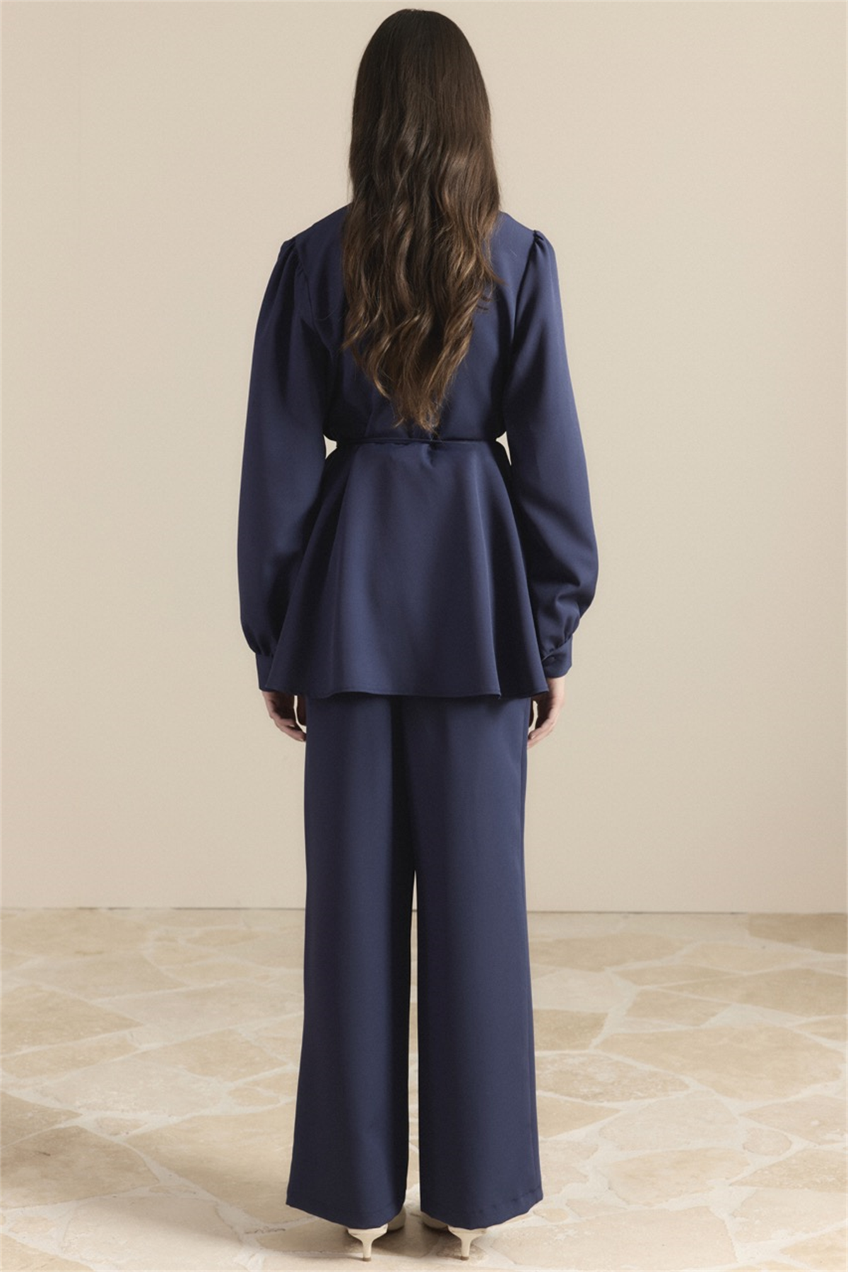 Kruvaze Taşlı Double Takım - Lacivert