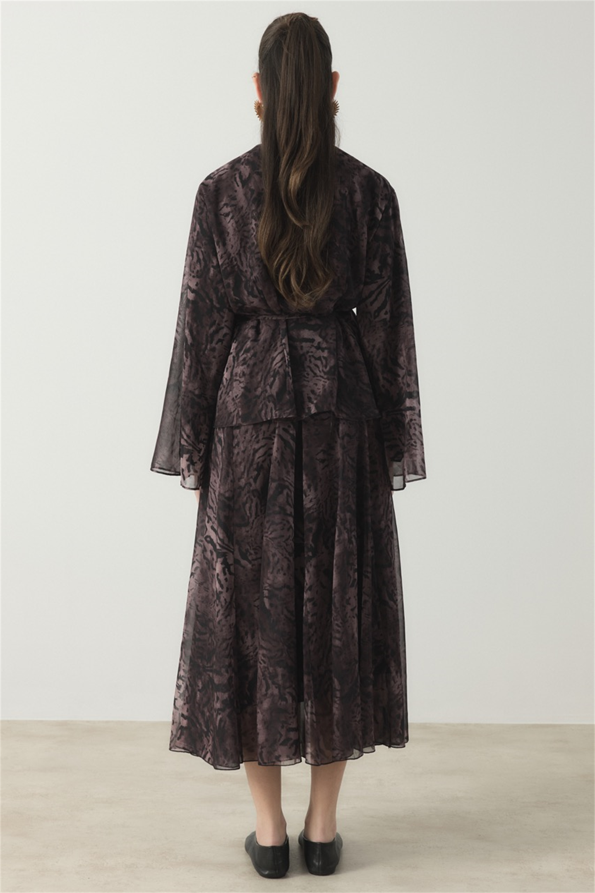 Liva Önden Bağcıklı Şifon Takım - Siyah