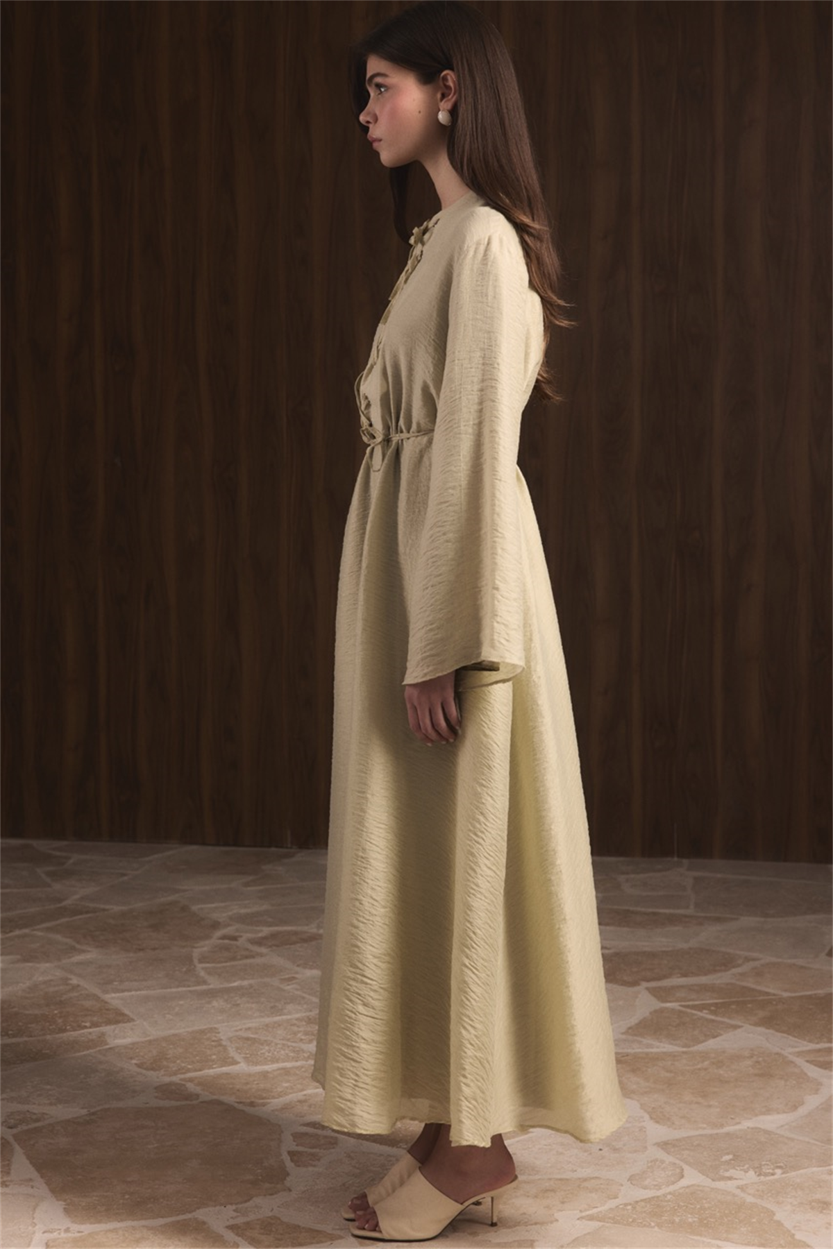 Lucy Bağcık Yaka Detaylı Elbise - Çağla