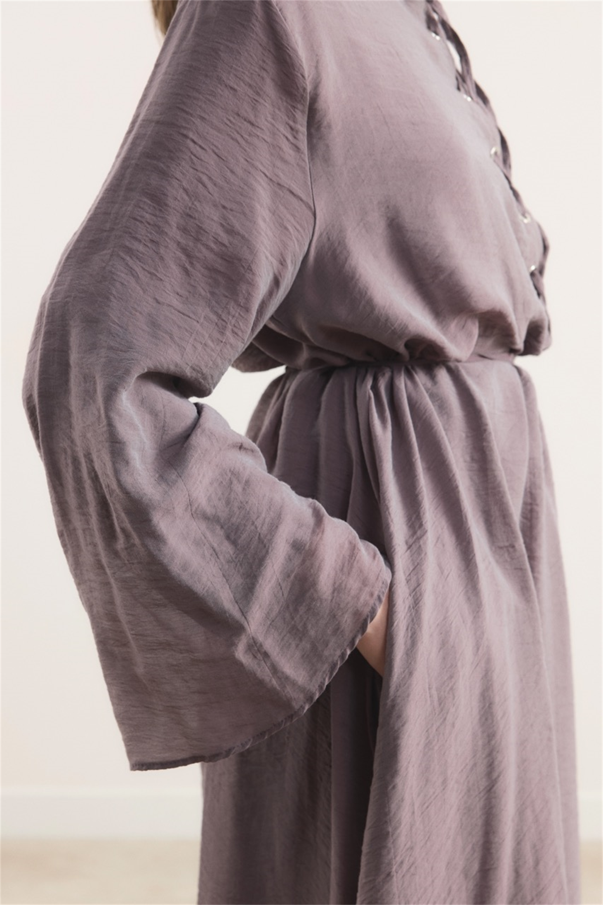 Lucy Bağcık Yaka Detaylı Elbise - Mürdüm