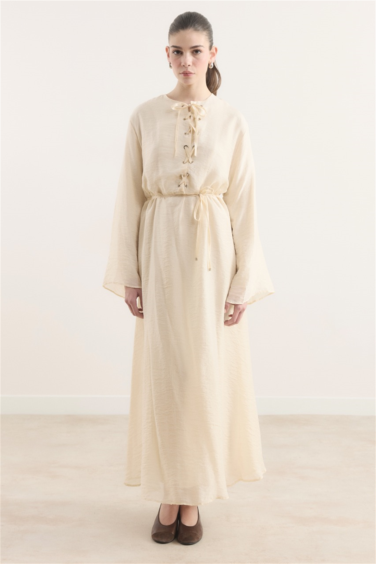 Lucy Bağcık Yaka Detaylı Elbise - Sarı