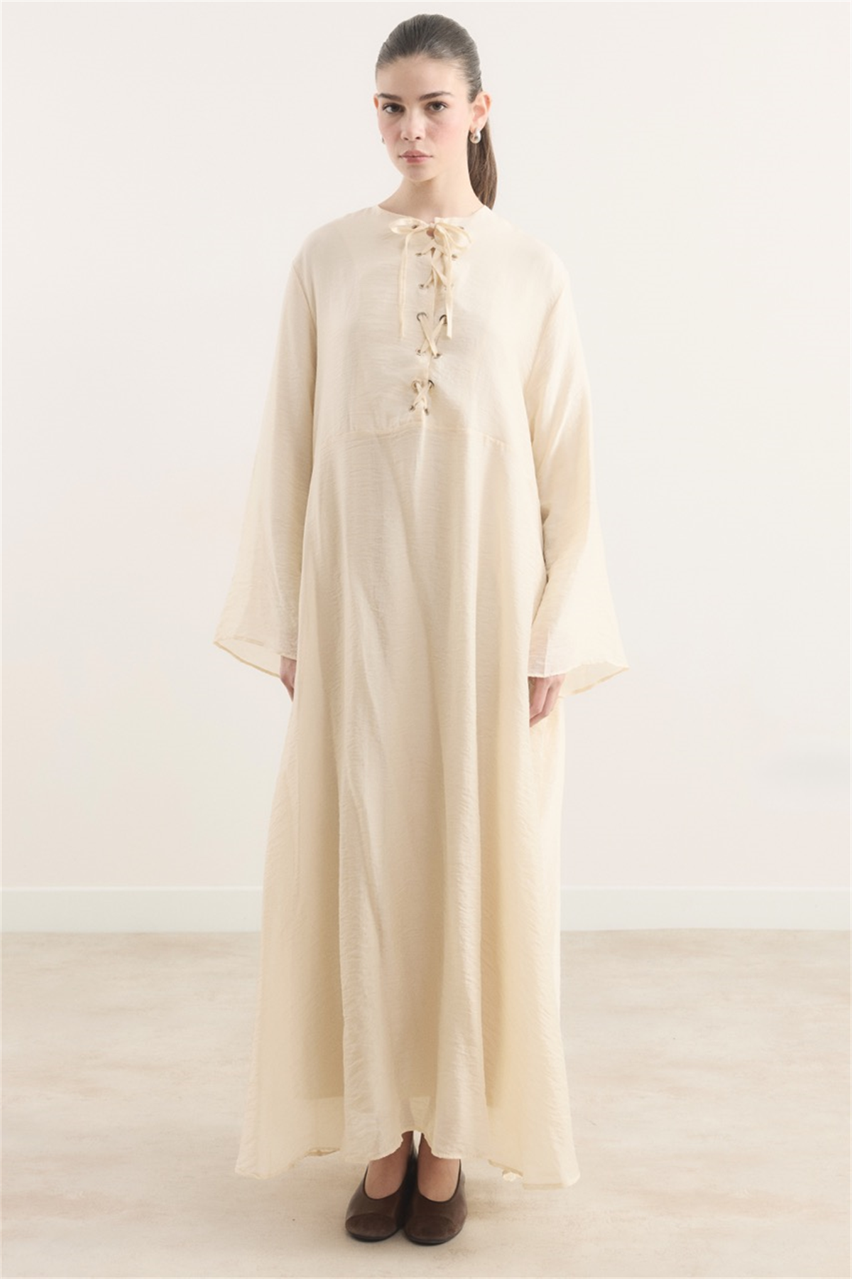 Lucy Bağcık Yaka Detaylı Elbise - Sarı