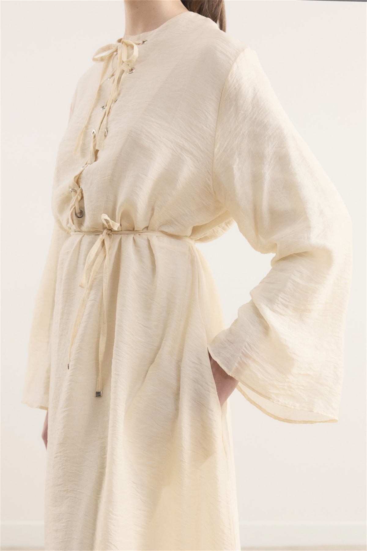 Lucy Bağcık Yaka Detaylı Elbise - Sarı