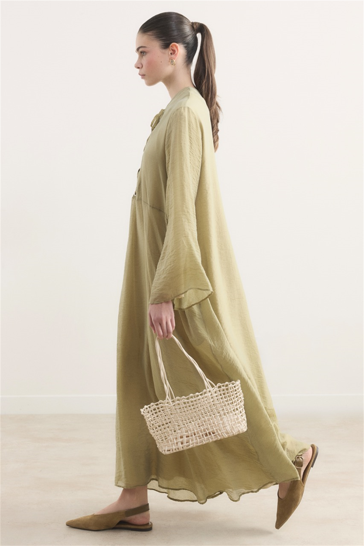 Lucy Bağcık Yaka Detaylı Elbise - Yeşil