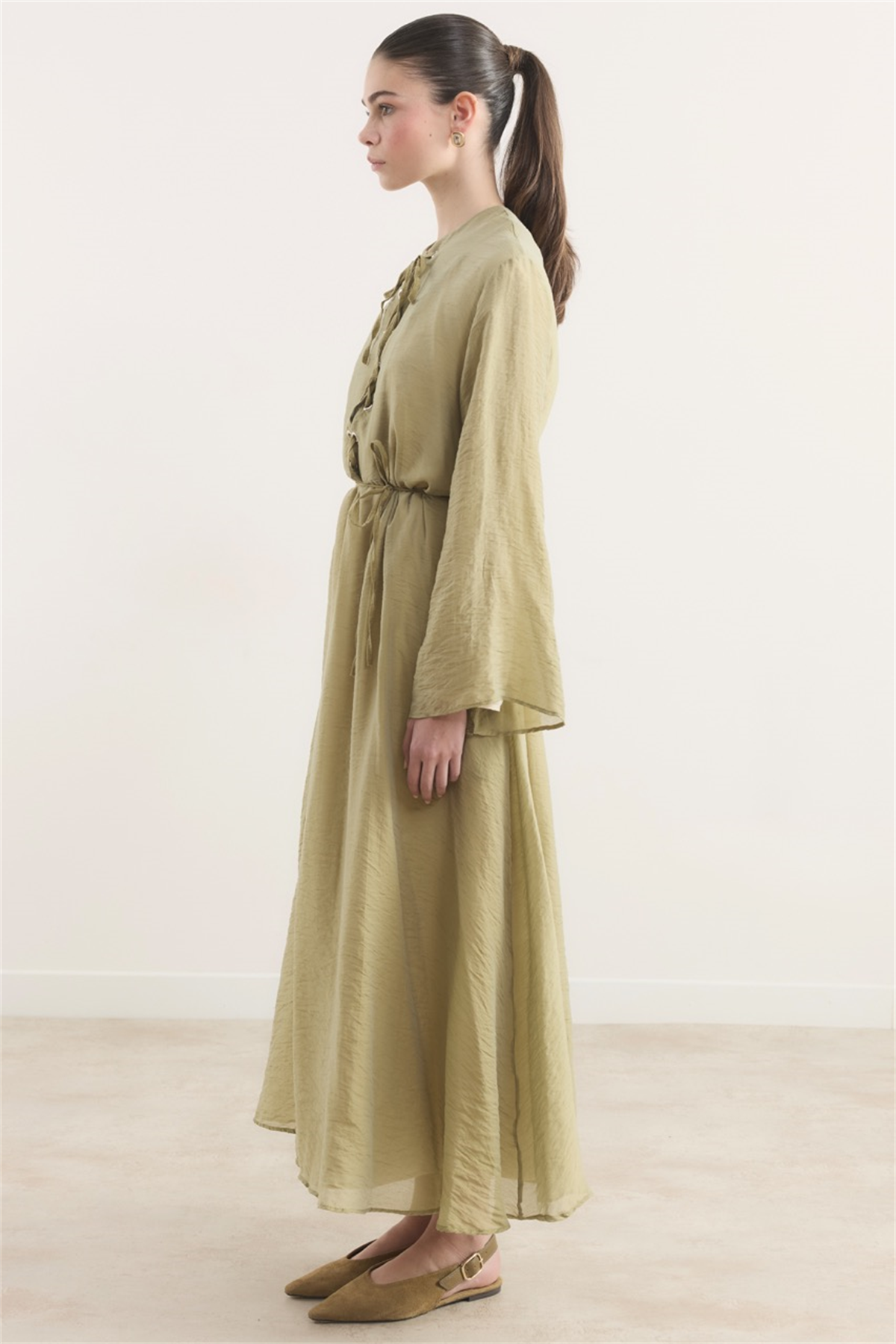 Lucy Bağcık Yaka Detaylı Elbise - Yeşil