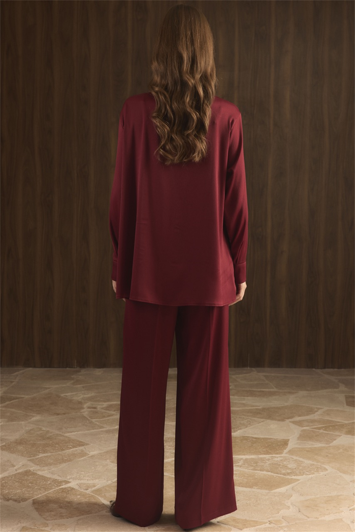 Madella Bağlamalı Broşlu Takım - Bordo
