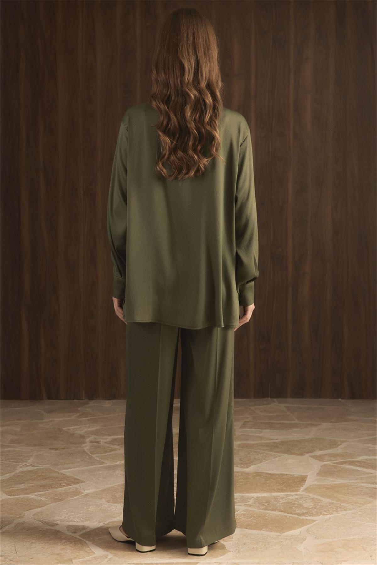 Madella Bağlamalı Broşlu Takım - Haki