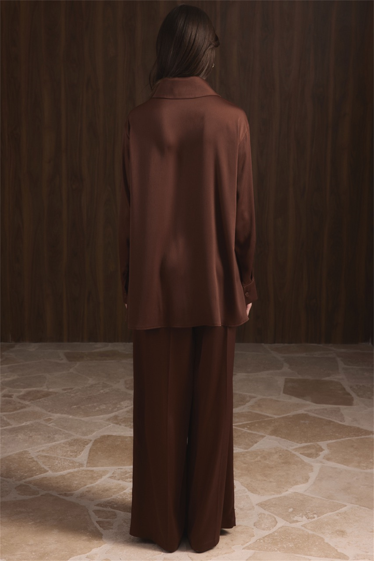 Madella Bağlamalı Broşlu Takım - Kahve