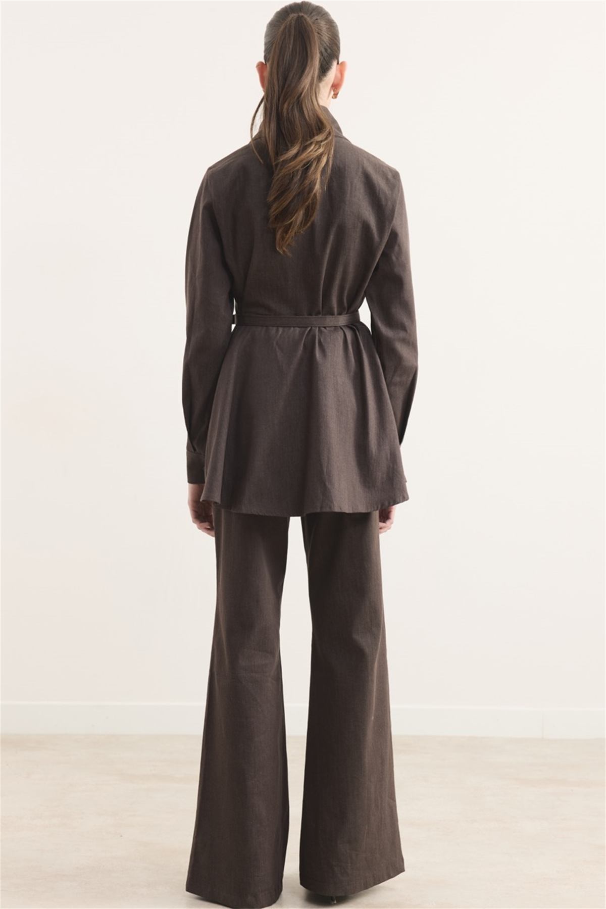 Mage Önü Taşlı Kot Takım - Kahve