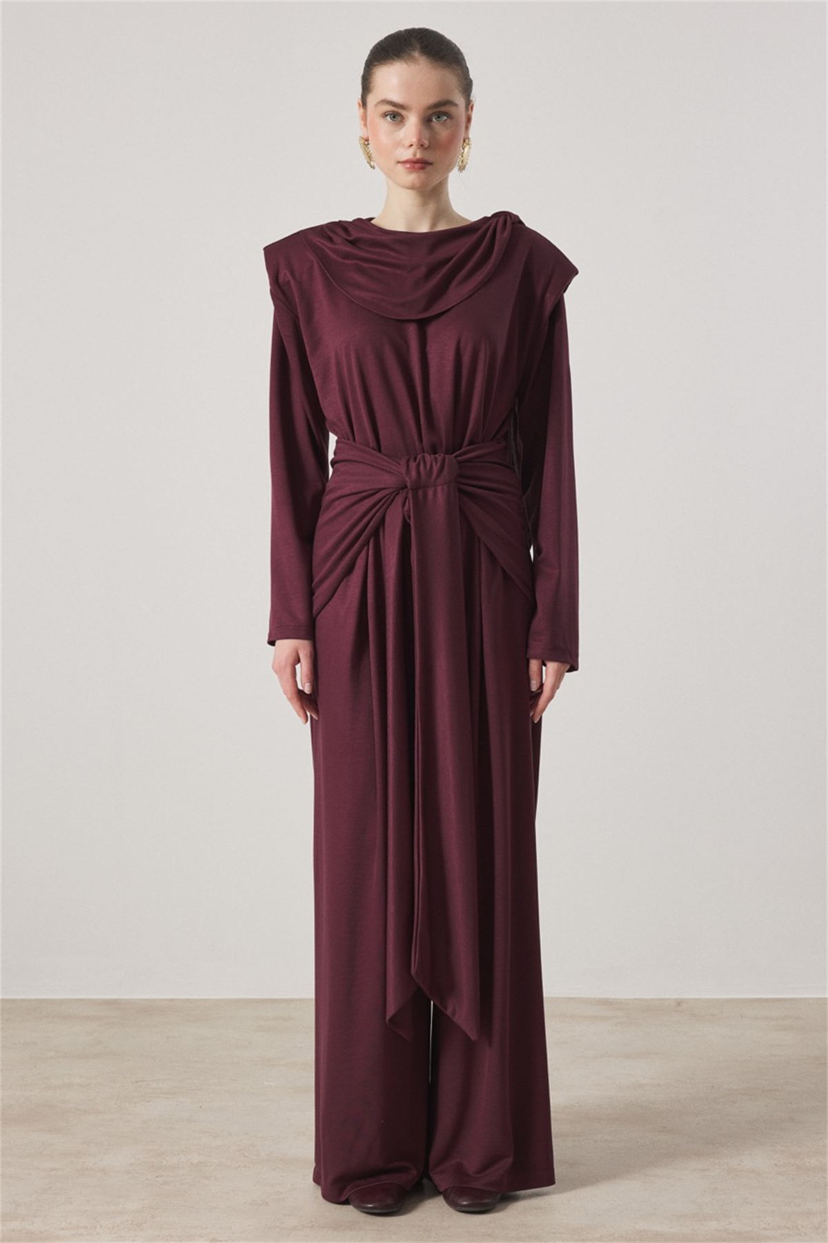 Maren Belden Fiyonklu Takım - Bordo