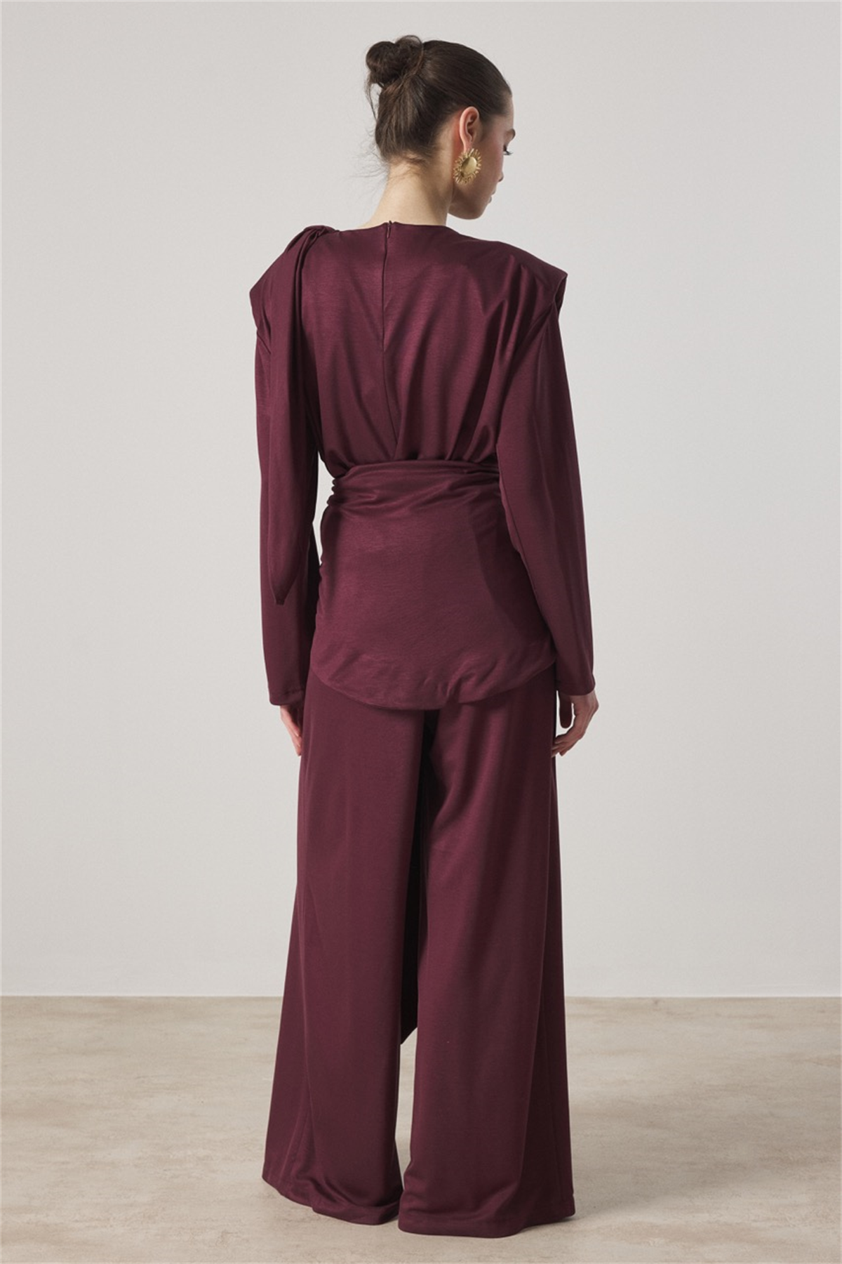 Maren Belden Fiyonklu Takım - Bordo
