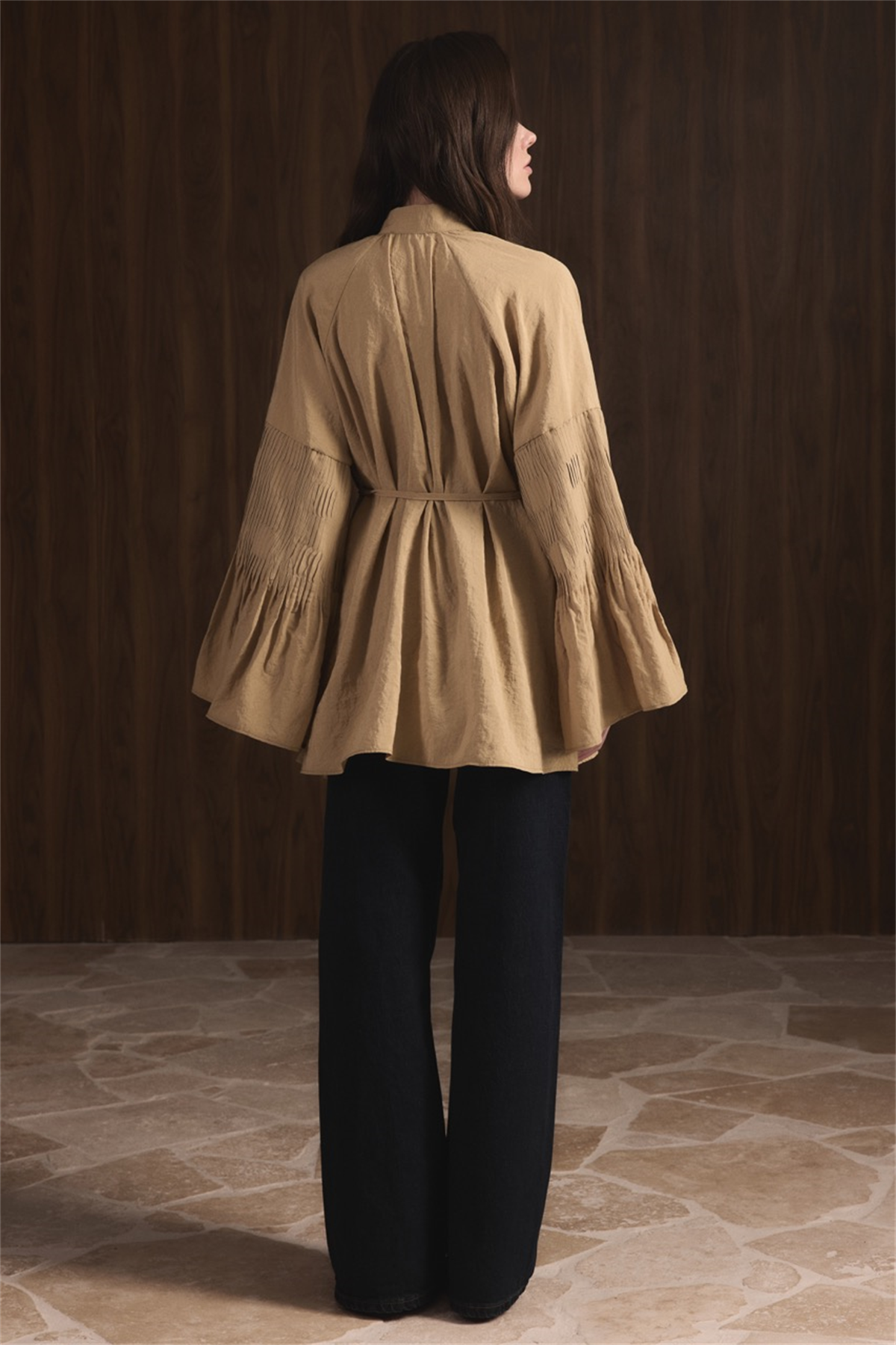 Martha Düğmeli Belden Bağlamalı Gömlek - Yeşil