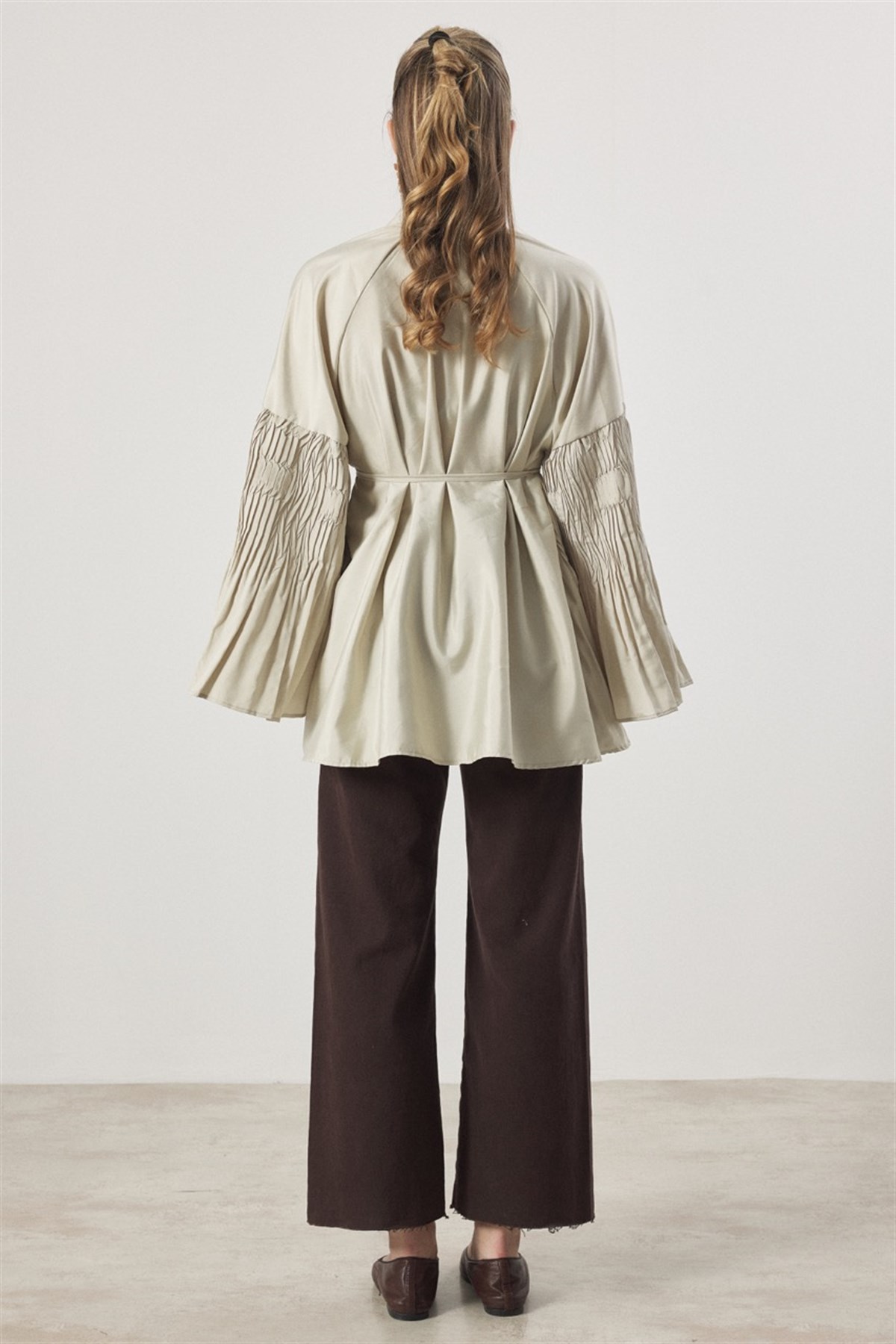 Martha Düğmeli Belden Bağlamalı Gömlek - Çağla