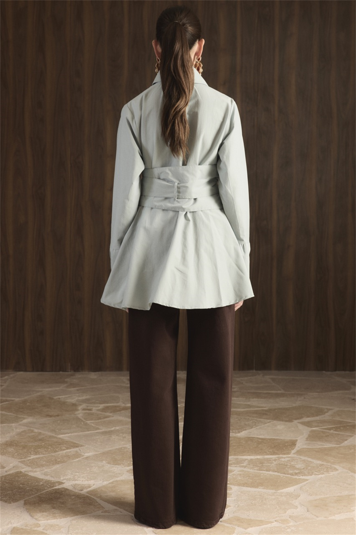 Maya Geniş Kemerli Gömlek - Mint Yeşil