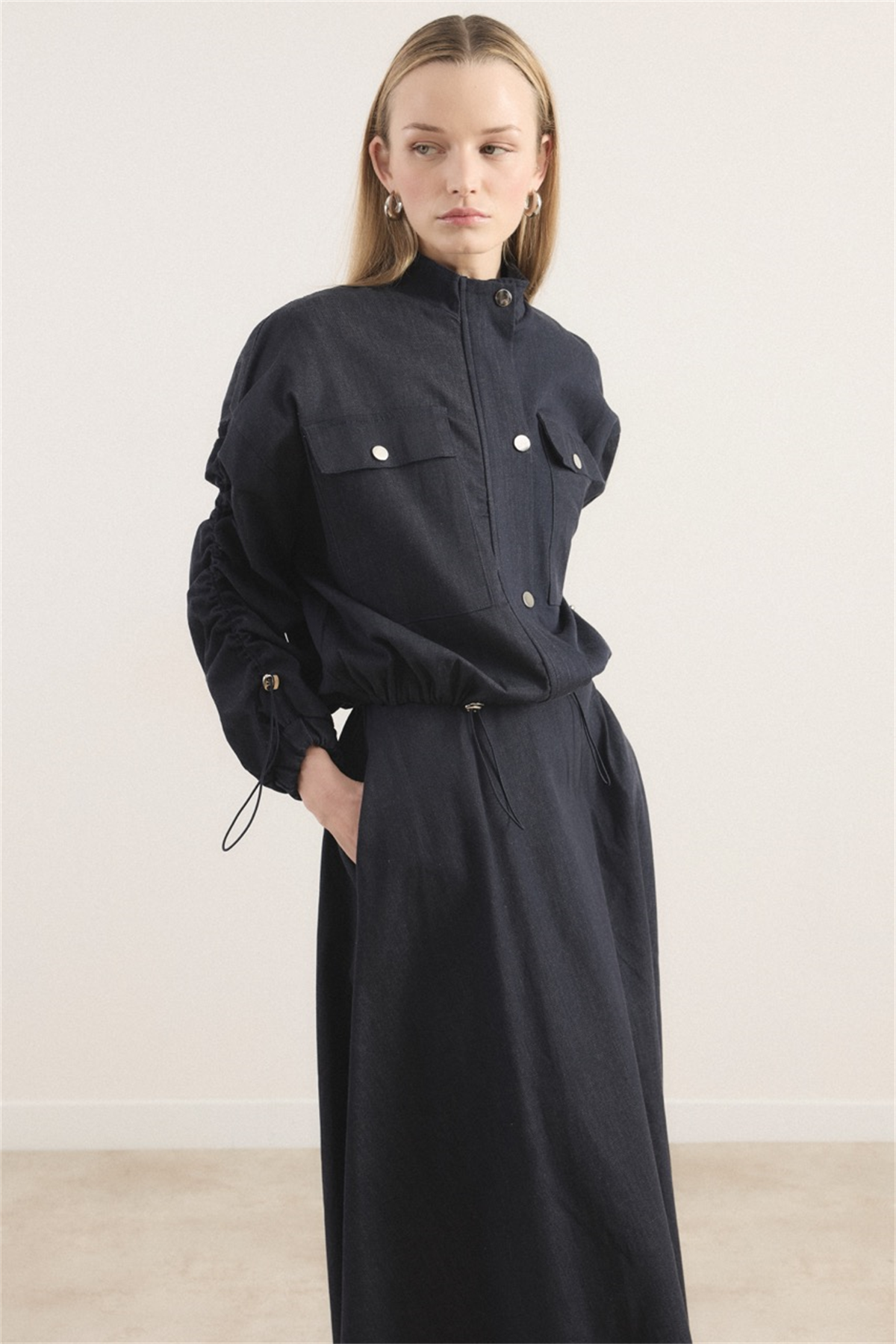 Megy Çift Cep Kapak Kol Tünelli Takım - Lacivert