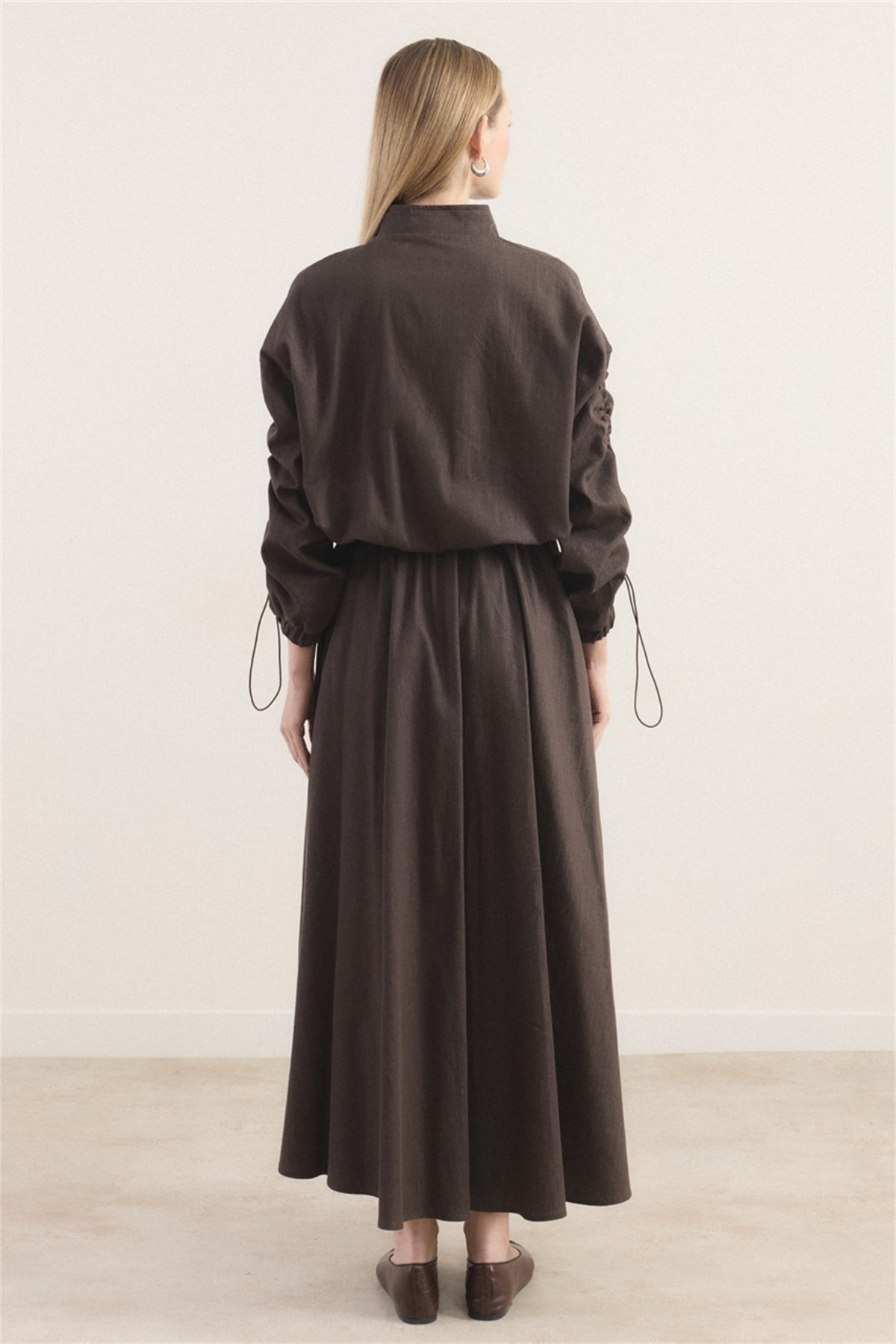 Megy Çift Cep Kapak Kol Tünelli Takım - Kahve