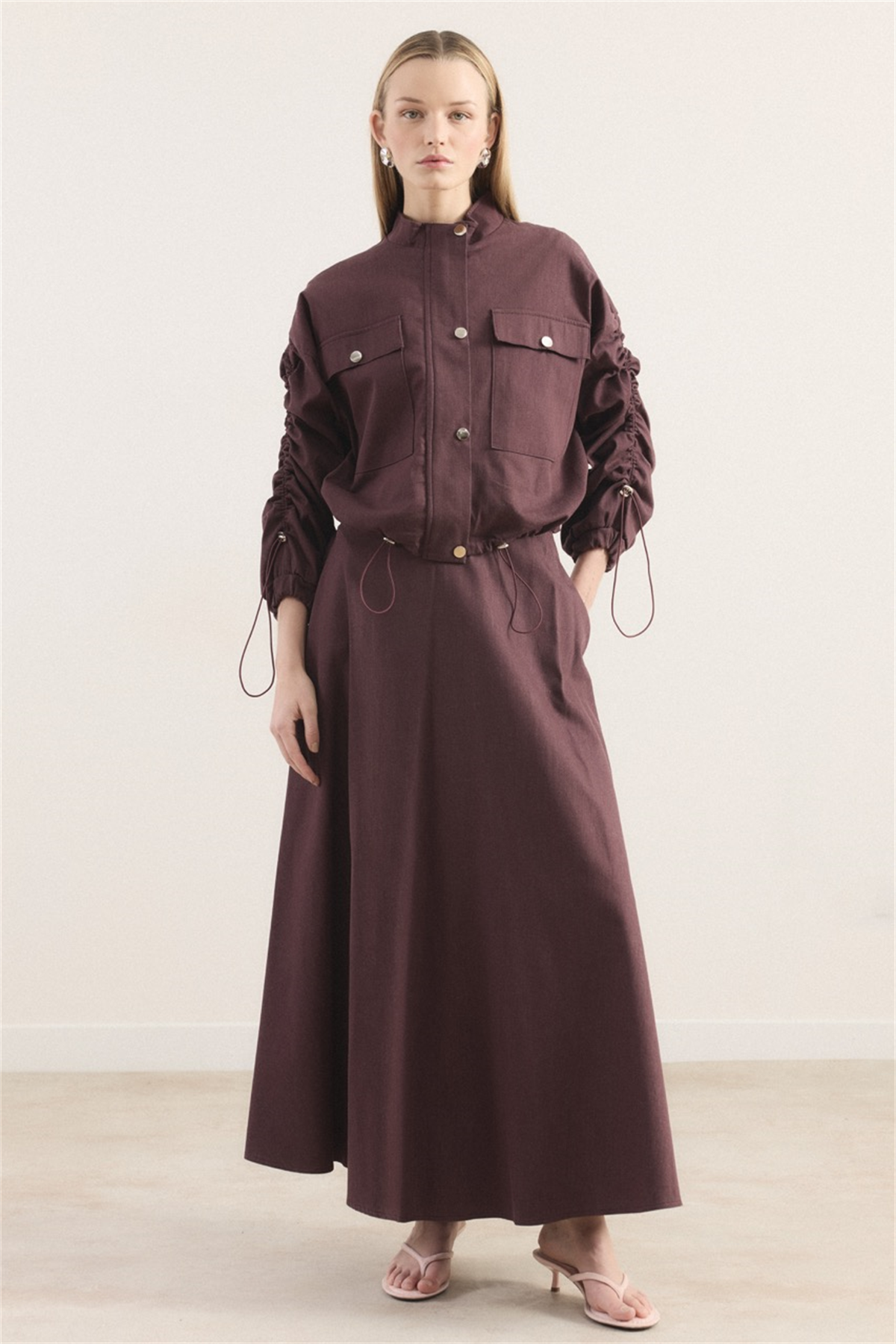 Megy Çift Cep Kapak Kol Tünelli Takım - Bordo