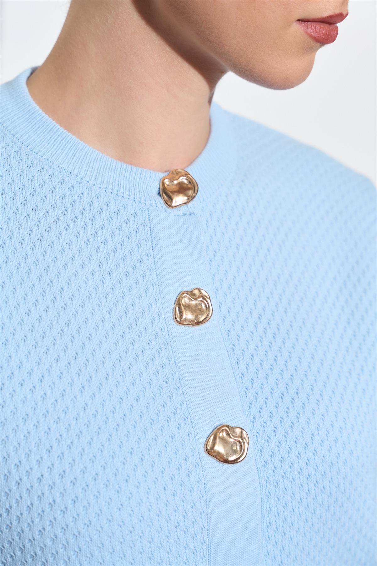 Mensa Gold Düğme Hırkalı Elbise - Mavi