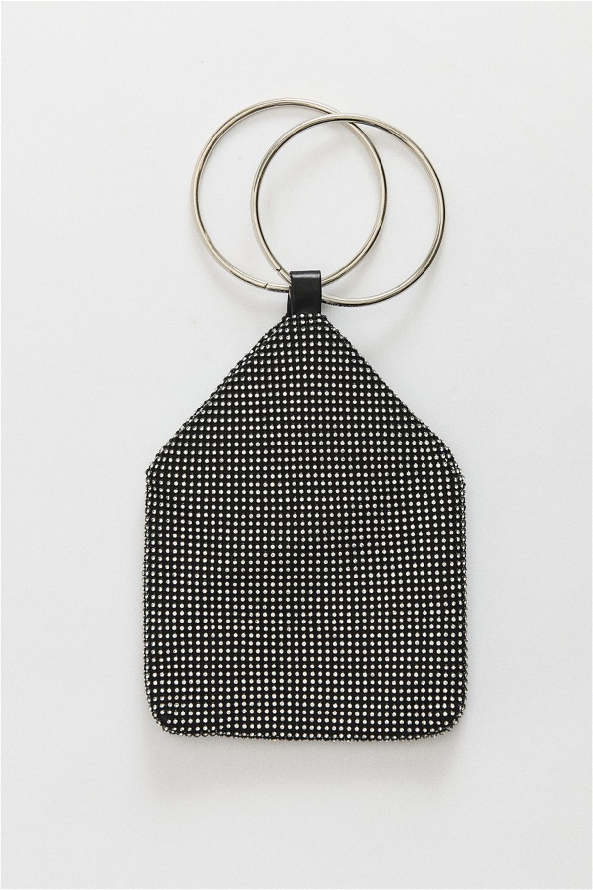 Metal Aksesuarlı Taşlı Abiye Çanta - Siyah