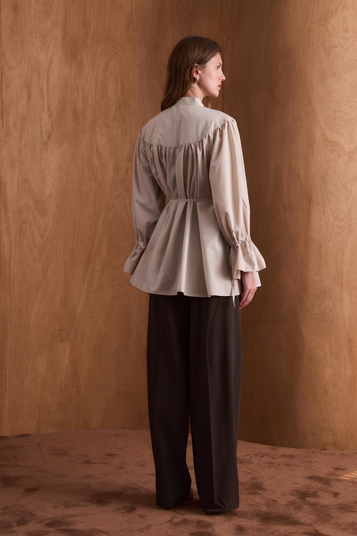 Meva Kol Tünelli Gömlek - Bej