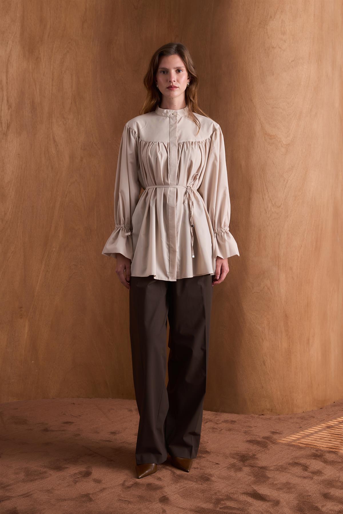 Meva Kol Tünelli Gömlek - Bej