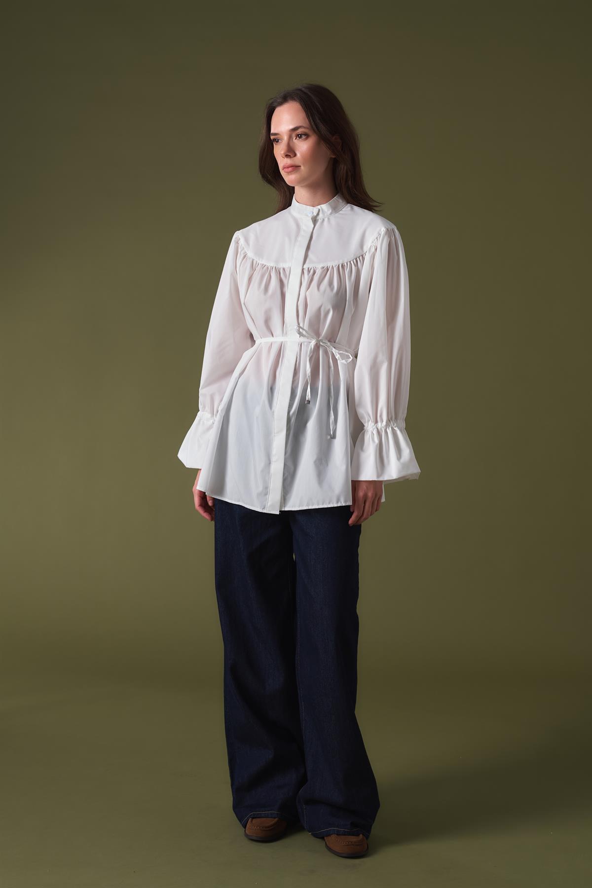 Meva Kol Tünelli Gömlek - Ekru