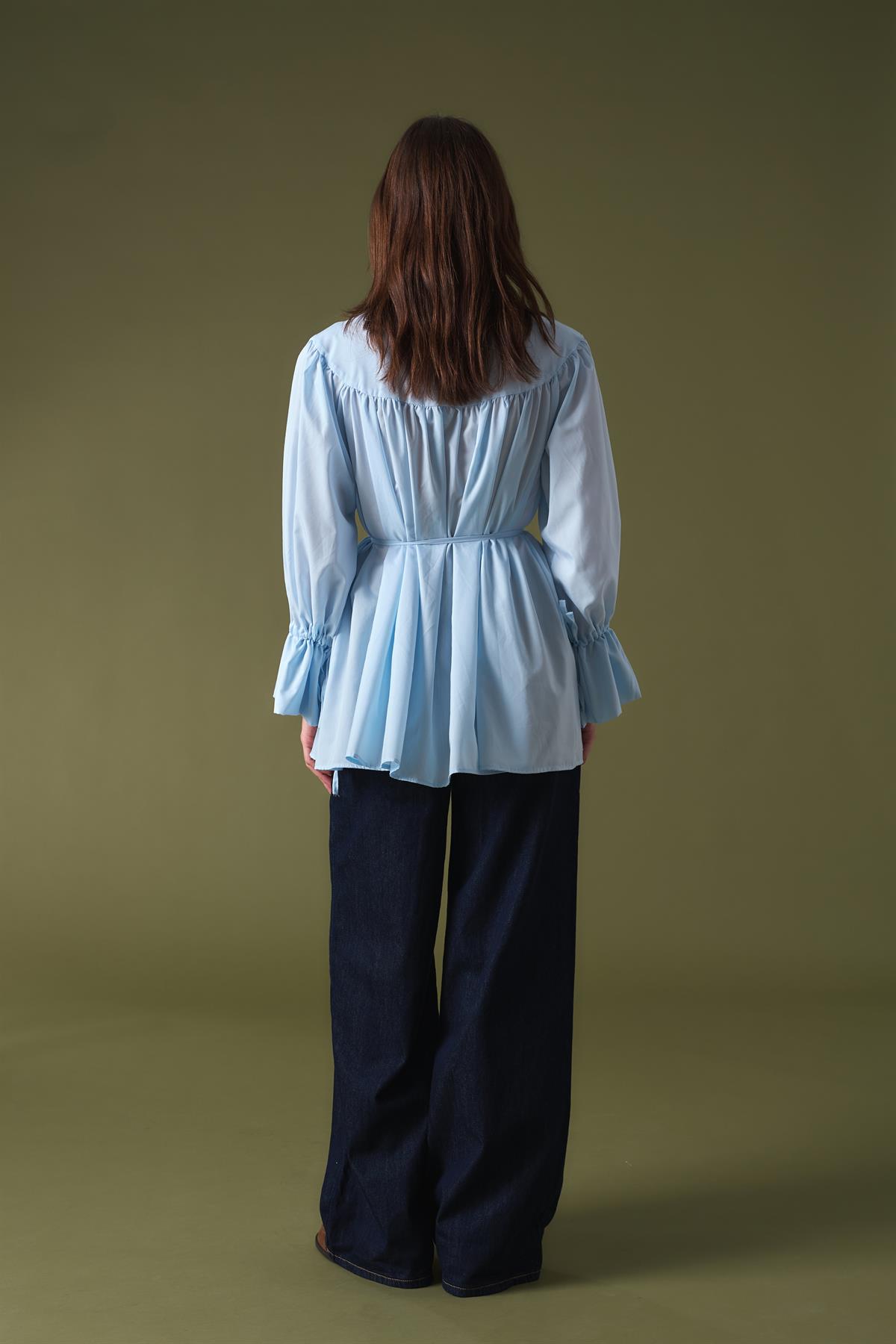 Meva Kol Tünelli Gömlek - Mavi