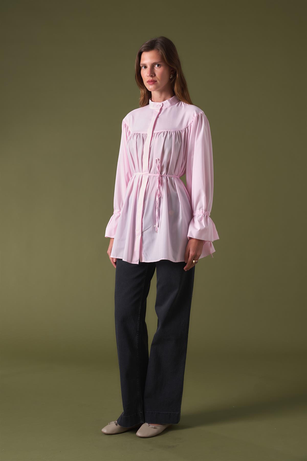 Meva Kol Tünelli Gömlek - Pembe