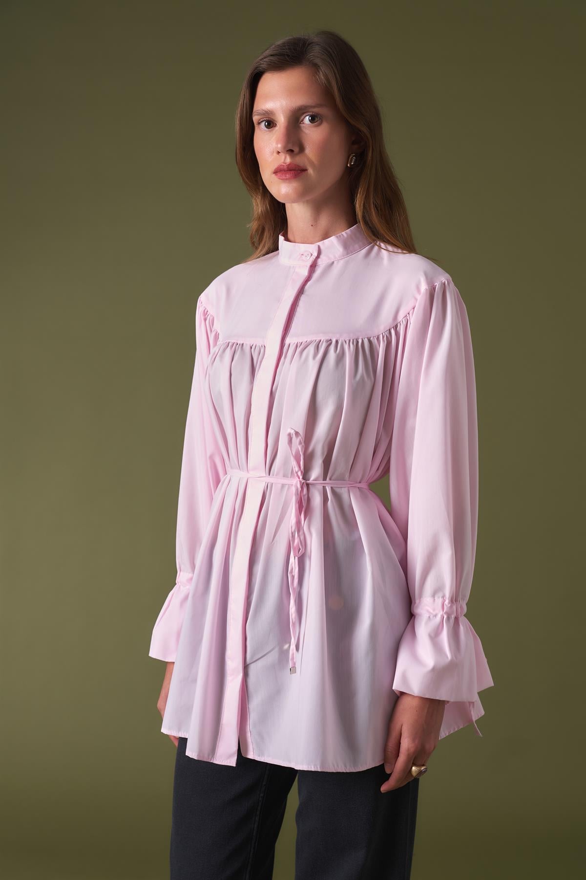 Meva Kol Tünelli Gömlek - Pembe