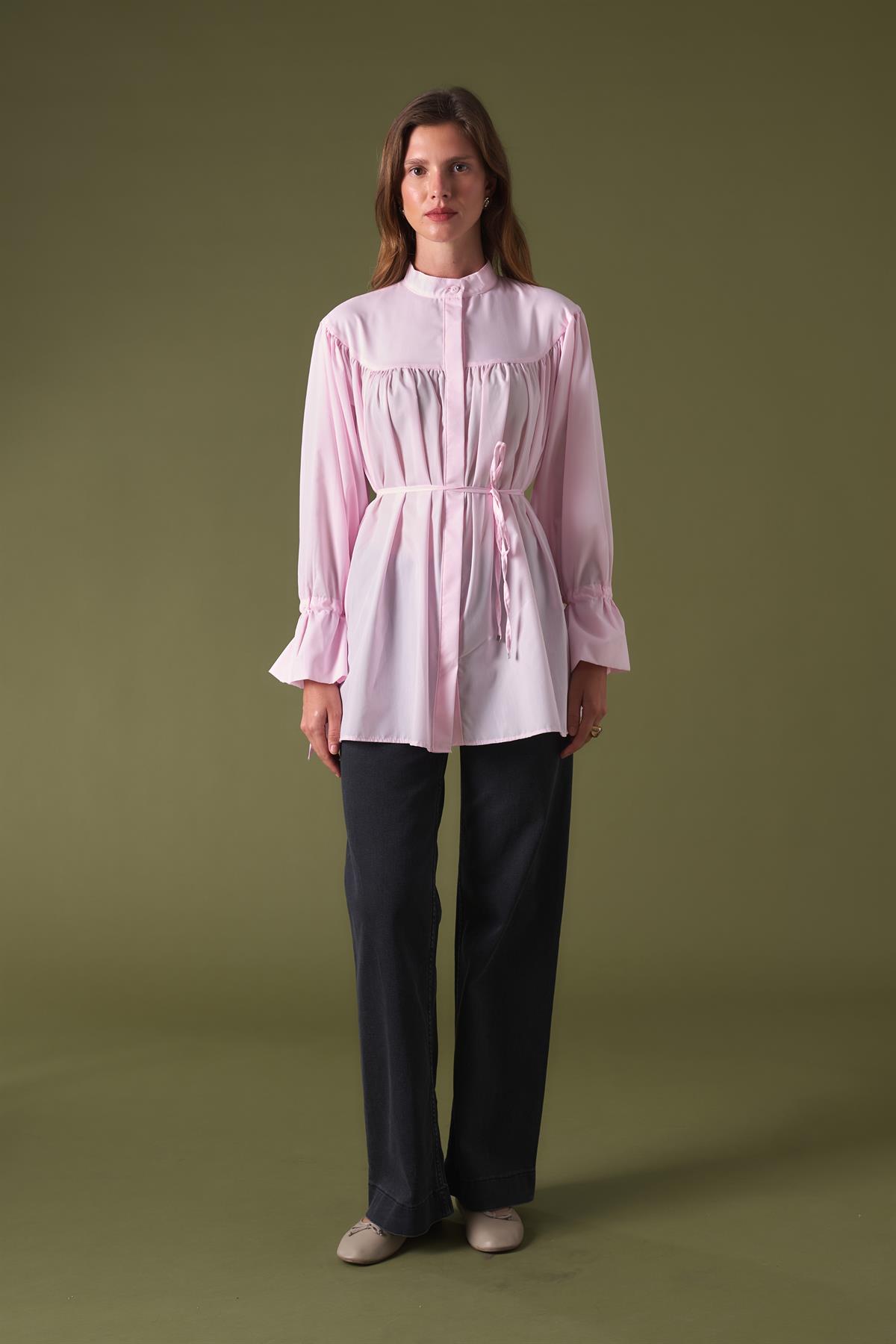 Meva Kol Tünelli Gömlek - Pembe