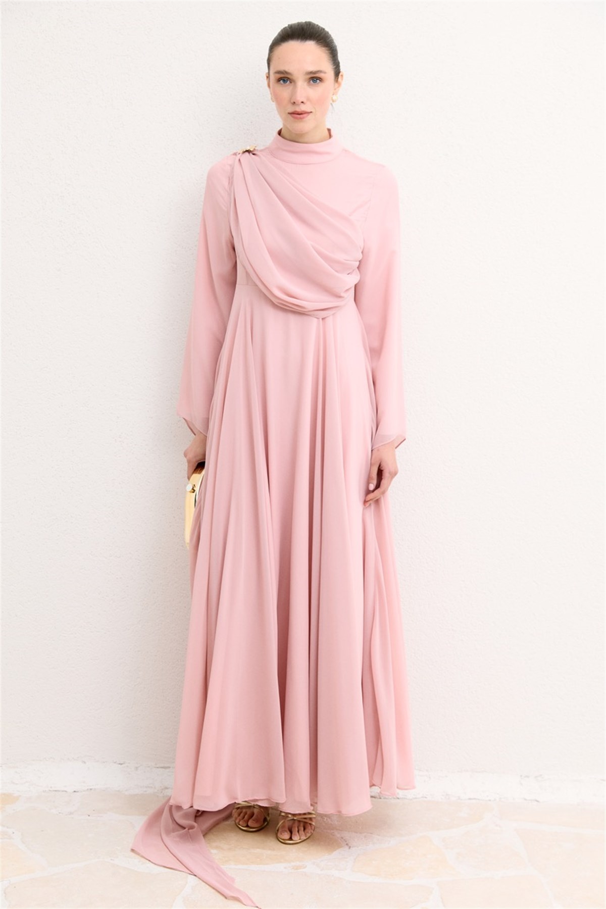 Milen Şifon Elbise - Pembe