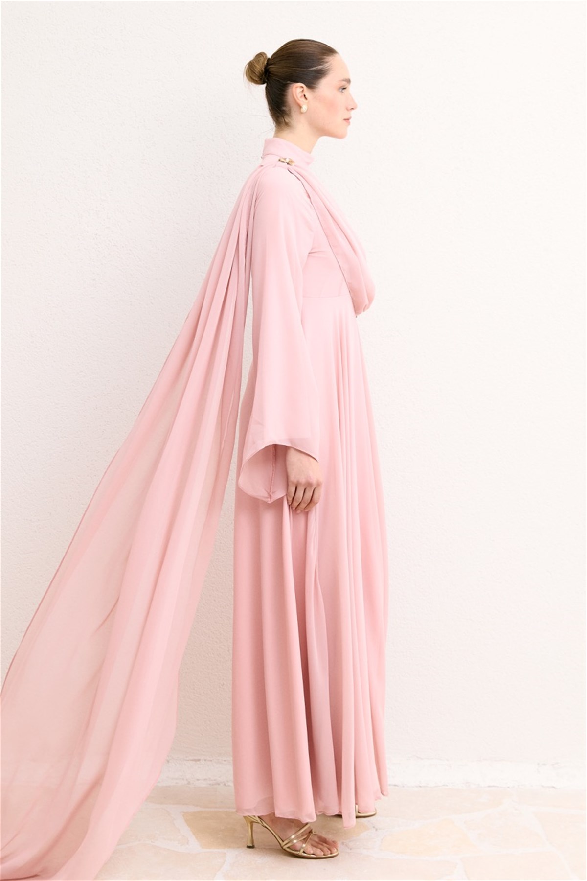 Milen Şifon Elbise - Pembe