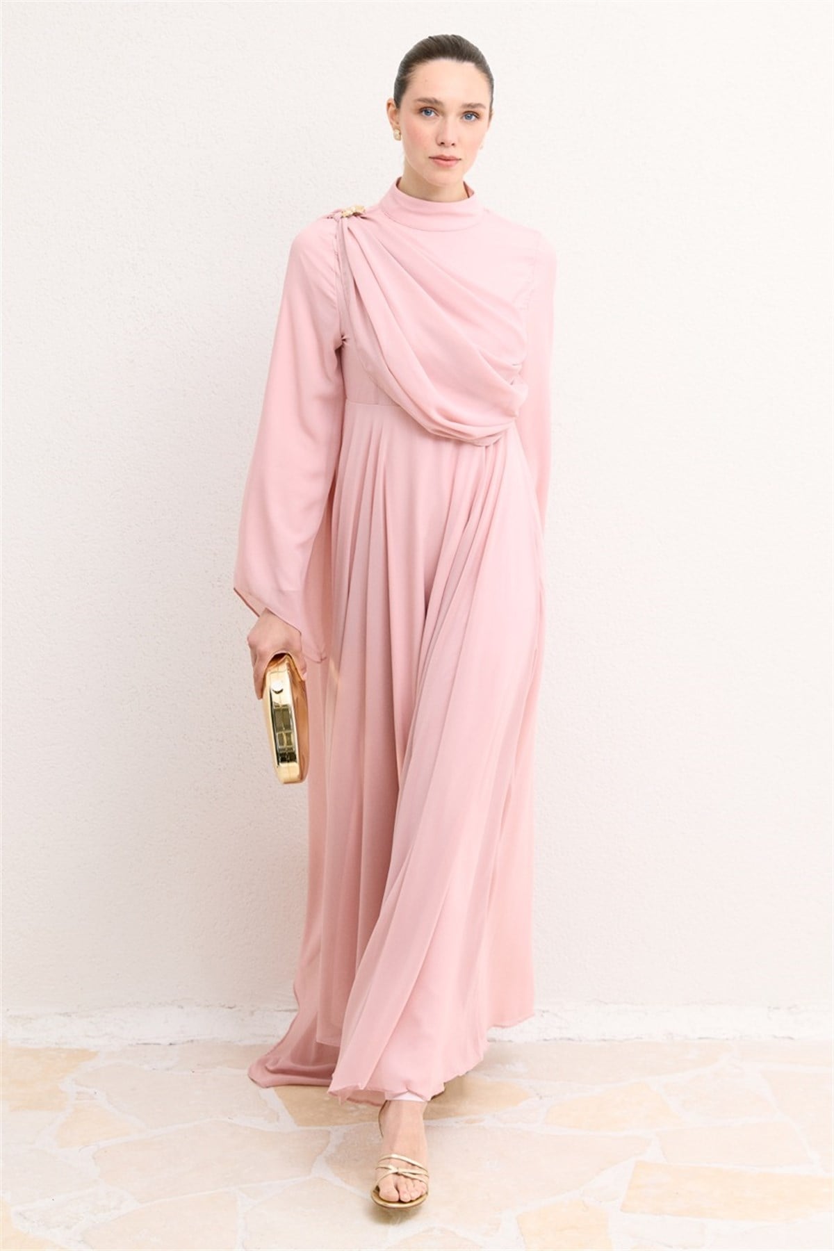 Milen Şifon Elbise - Pembe