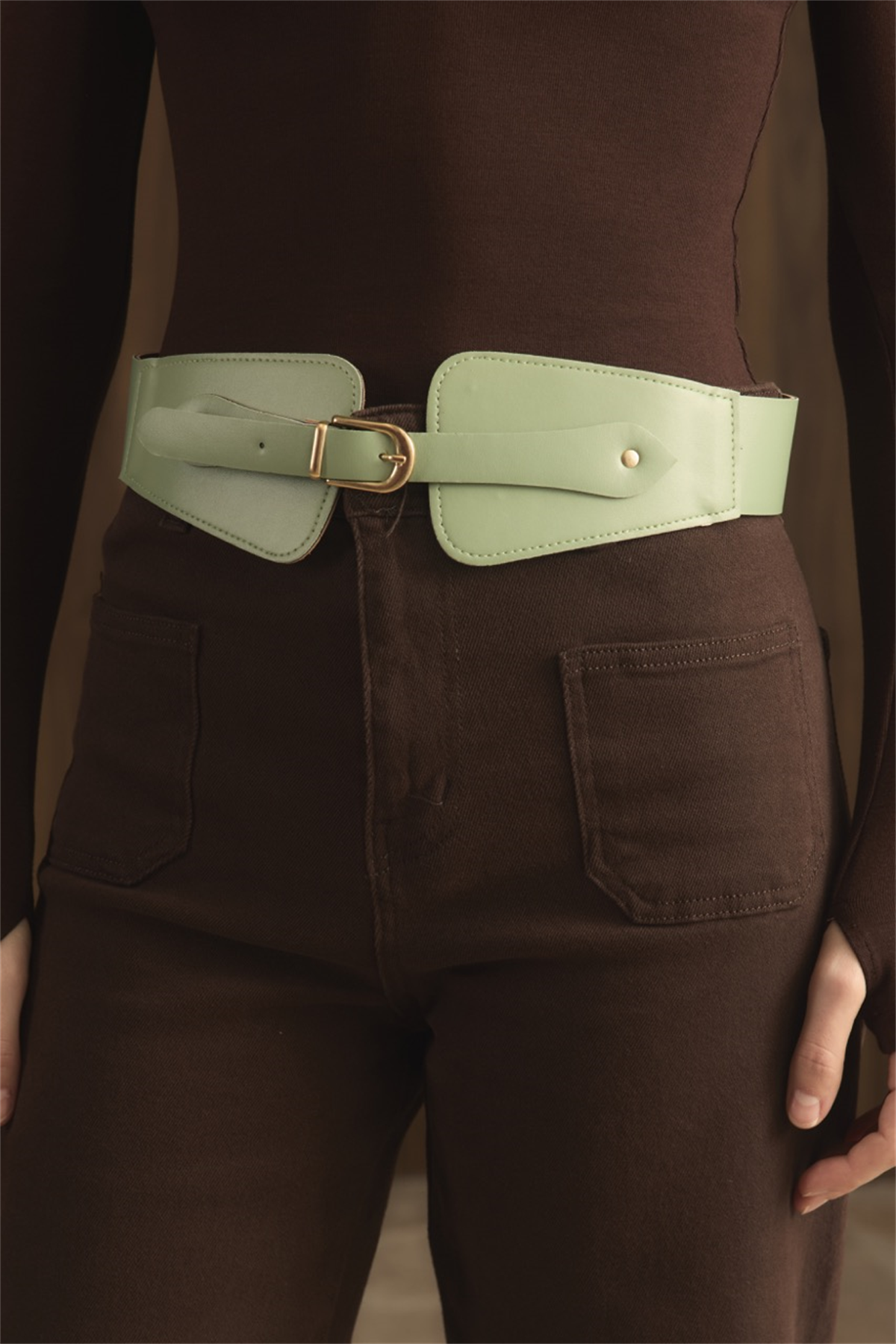 Minimal Toka Detaylı Geniş Kemer - Mint